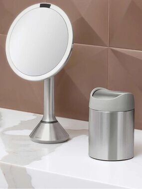 NWT simplehuman Mini Stainless Steel Silver Bathroom Waste Bin Lid 1.5 L